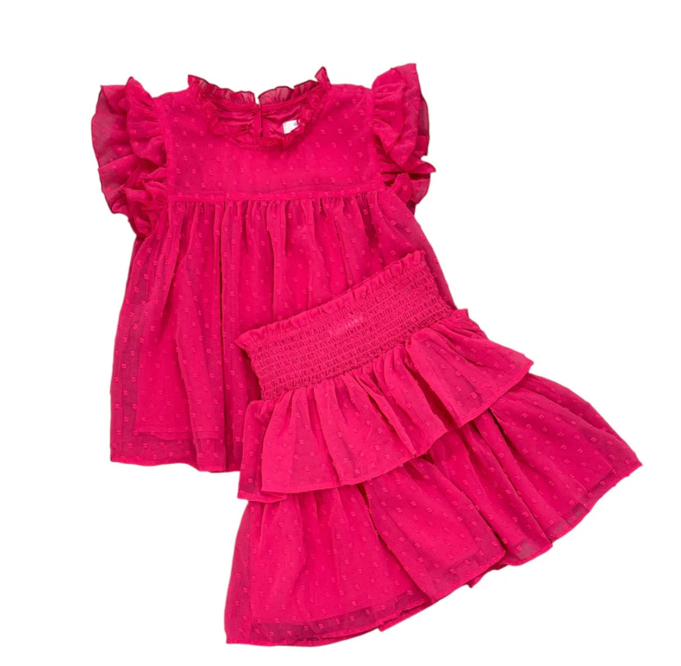 Tia Hot Pink Tiered Skirt Set