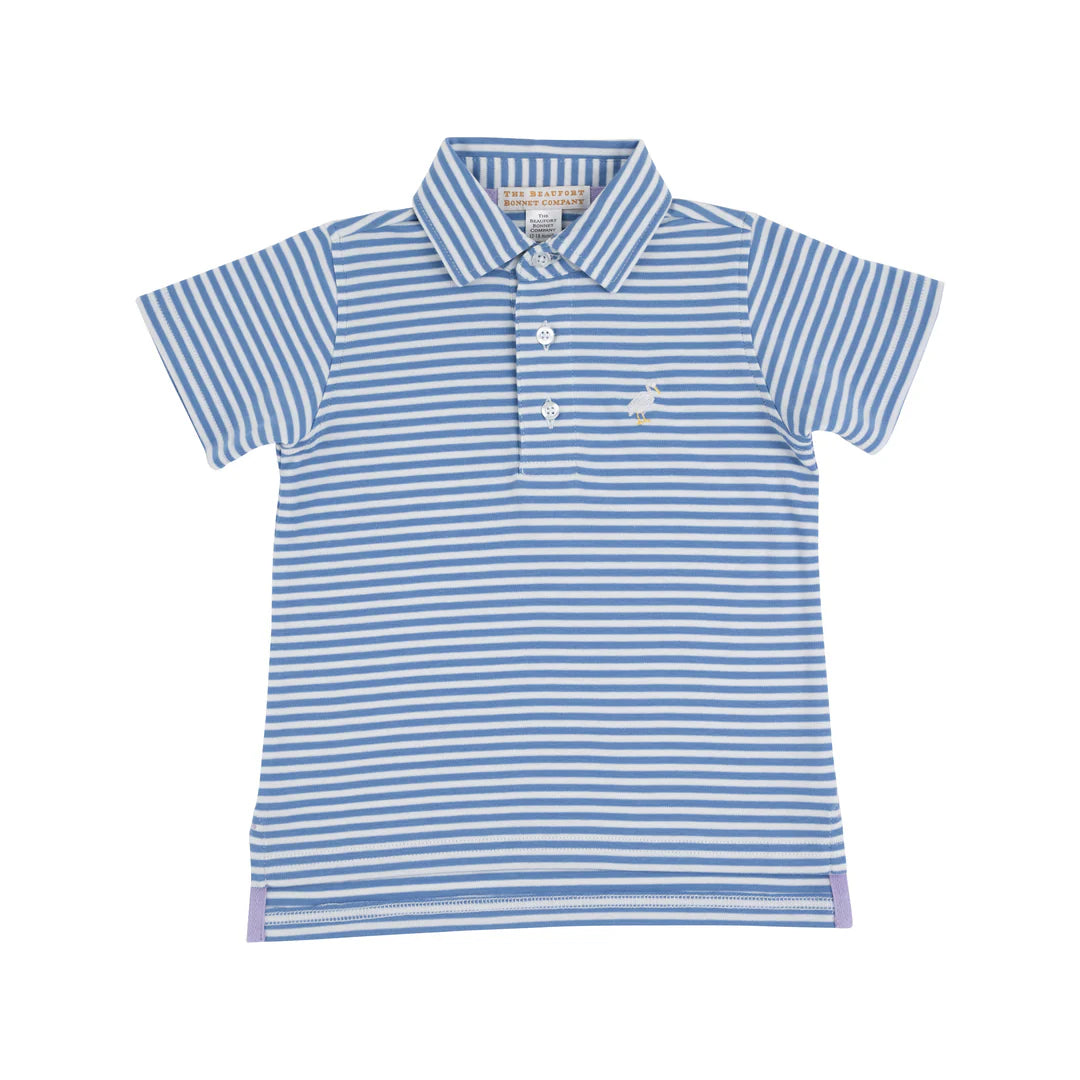 Prim & Proper Polo-Barbados Blue Stripe