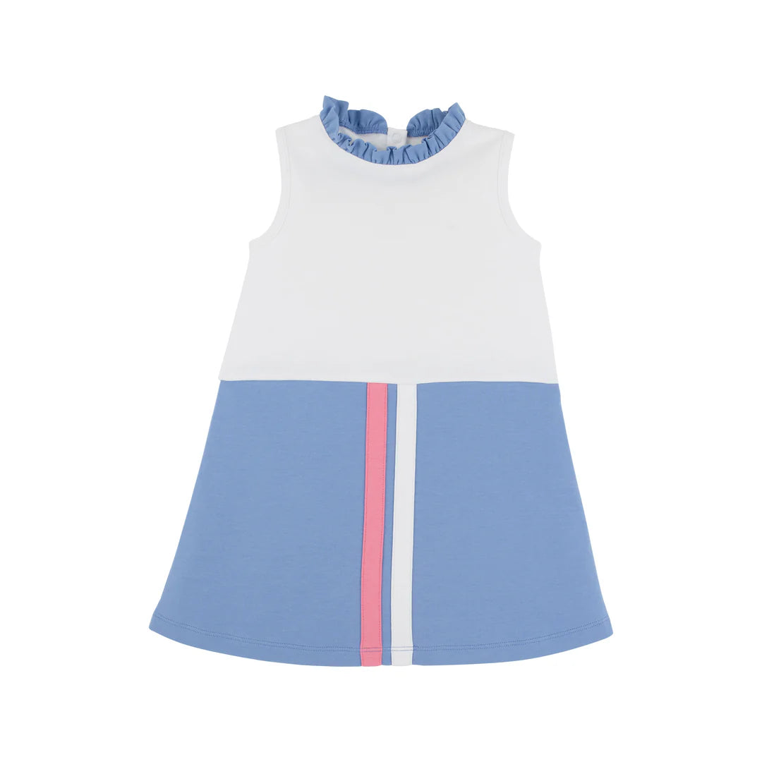 Lizzie’s Luxe Leisure Dress-White/Blue/Pink