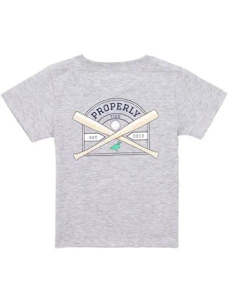 Baseball Shield SS Tee-Heather Grey