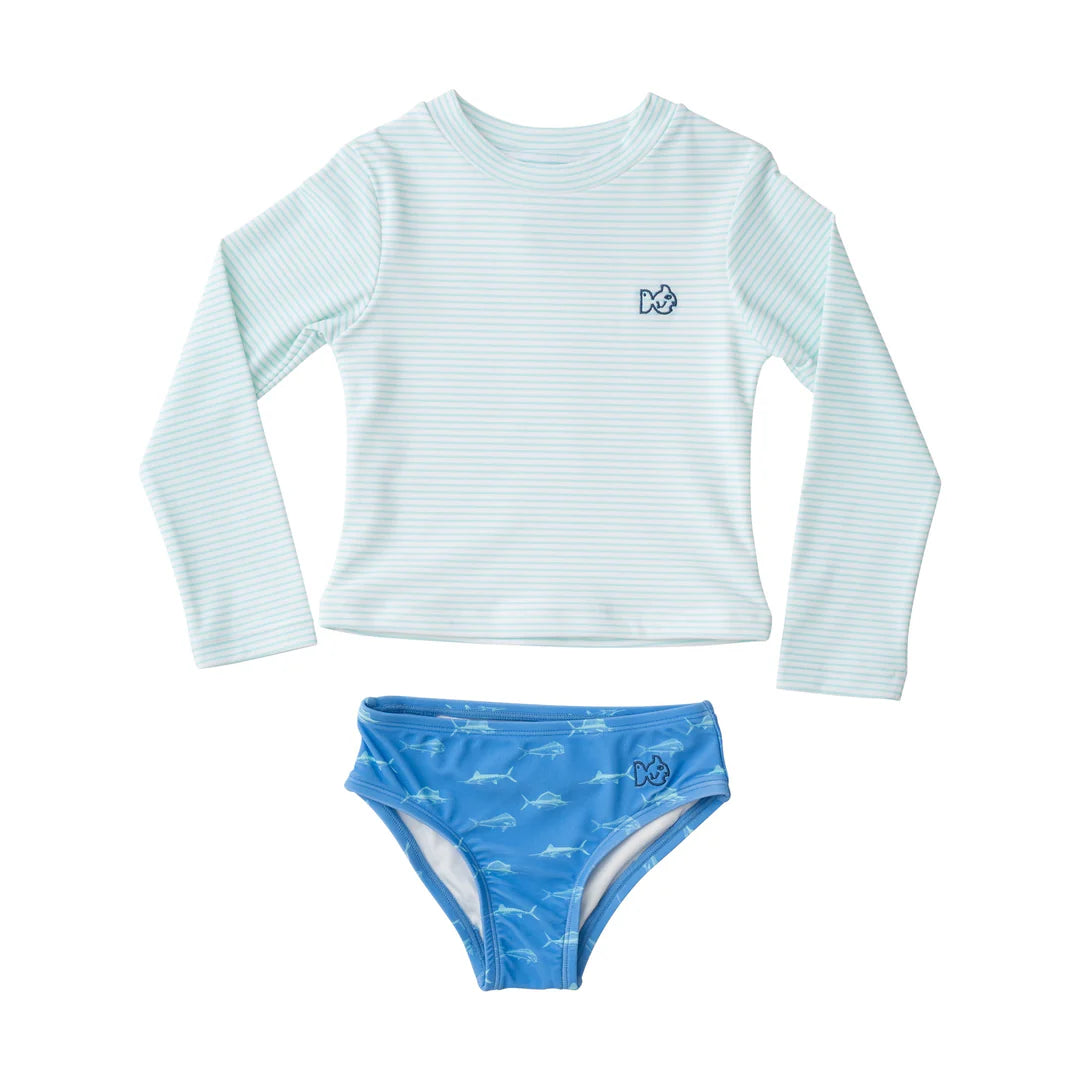 Reef Rashguard Swim Set-Waterspout Green Stripe