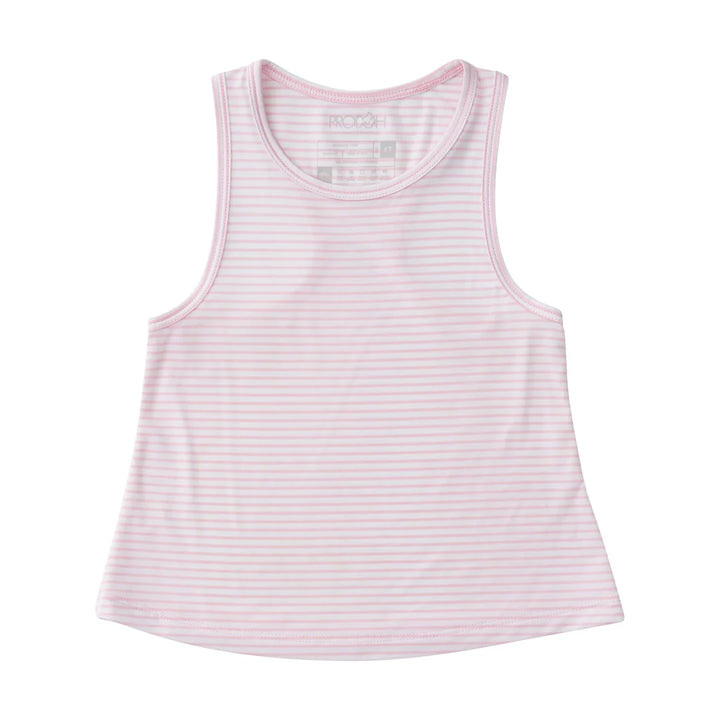 Race HER Back Tank Top-Light Pink Stripe