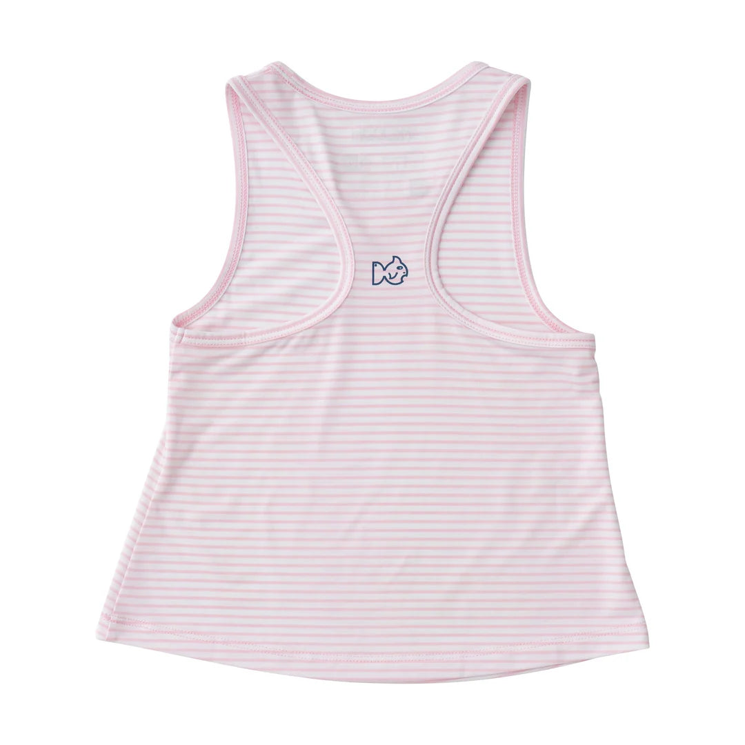 Race HER Back Tank Top-Light Pink Stripe