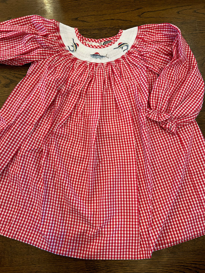 Santa Fish Smocked Bishop Dress