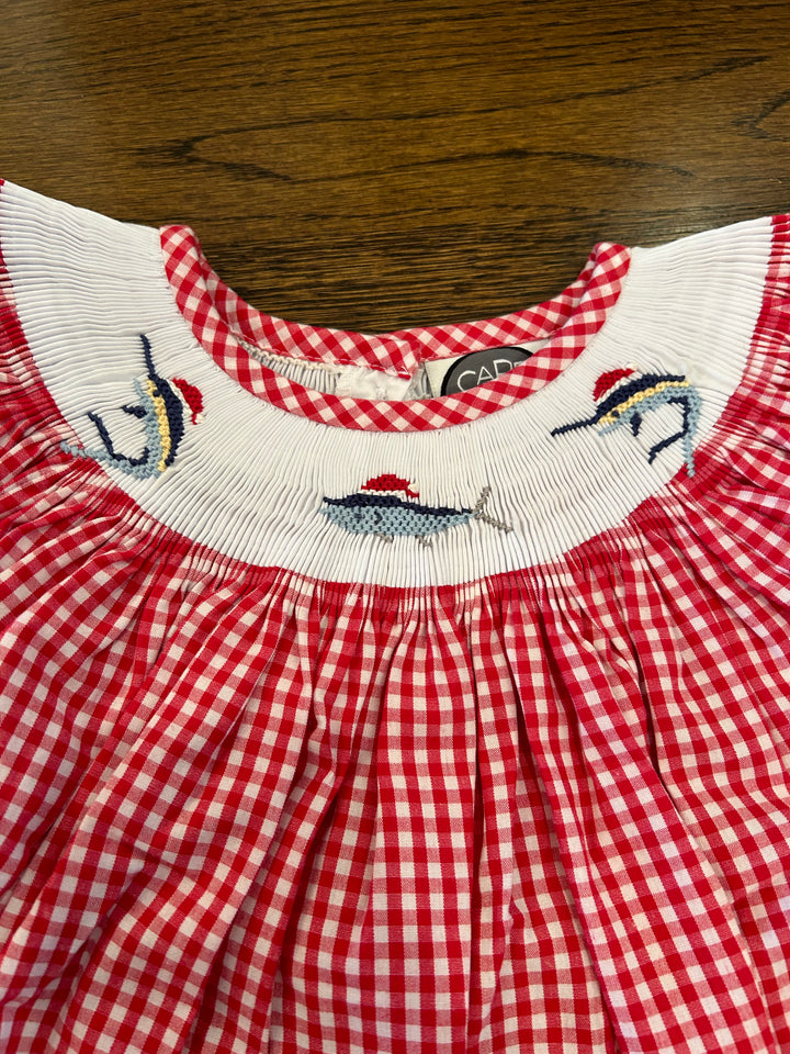 Santa Fish Smocked Bishop Dress