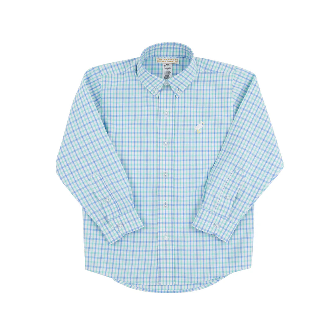 Dean’s List Dress Shirt-Sunrise Blvd Blue/Turks Teal Check