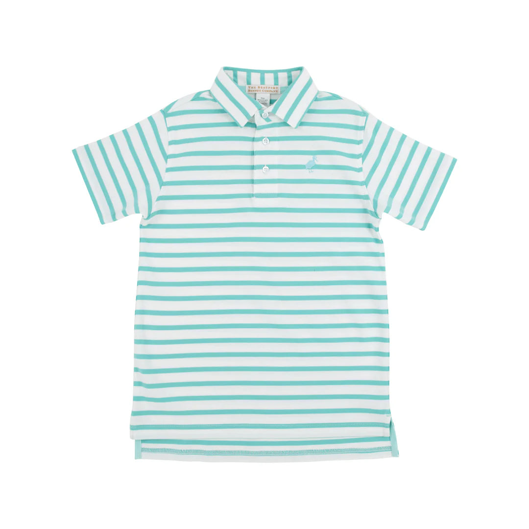 Prim & Proper Polo-Turks Teal Stripe