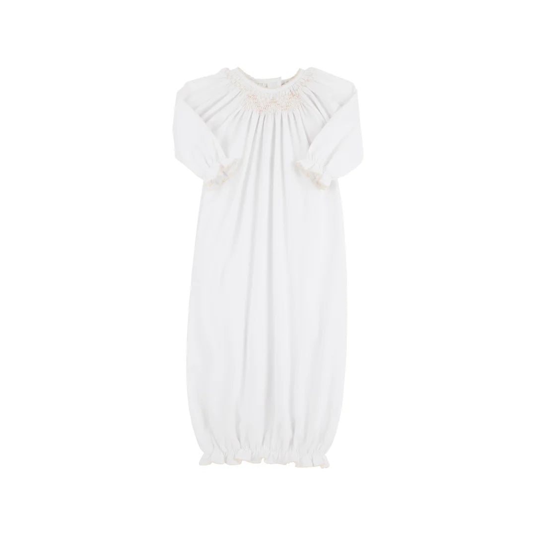 Sweetly Smocked Greeting Gown-Worth Ave White