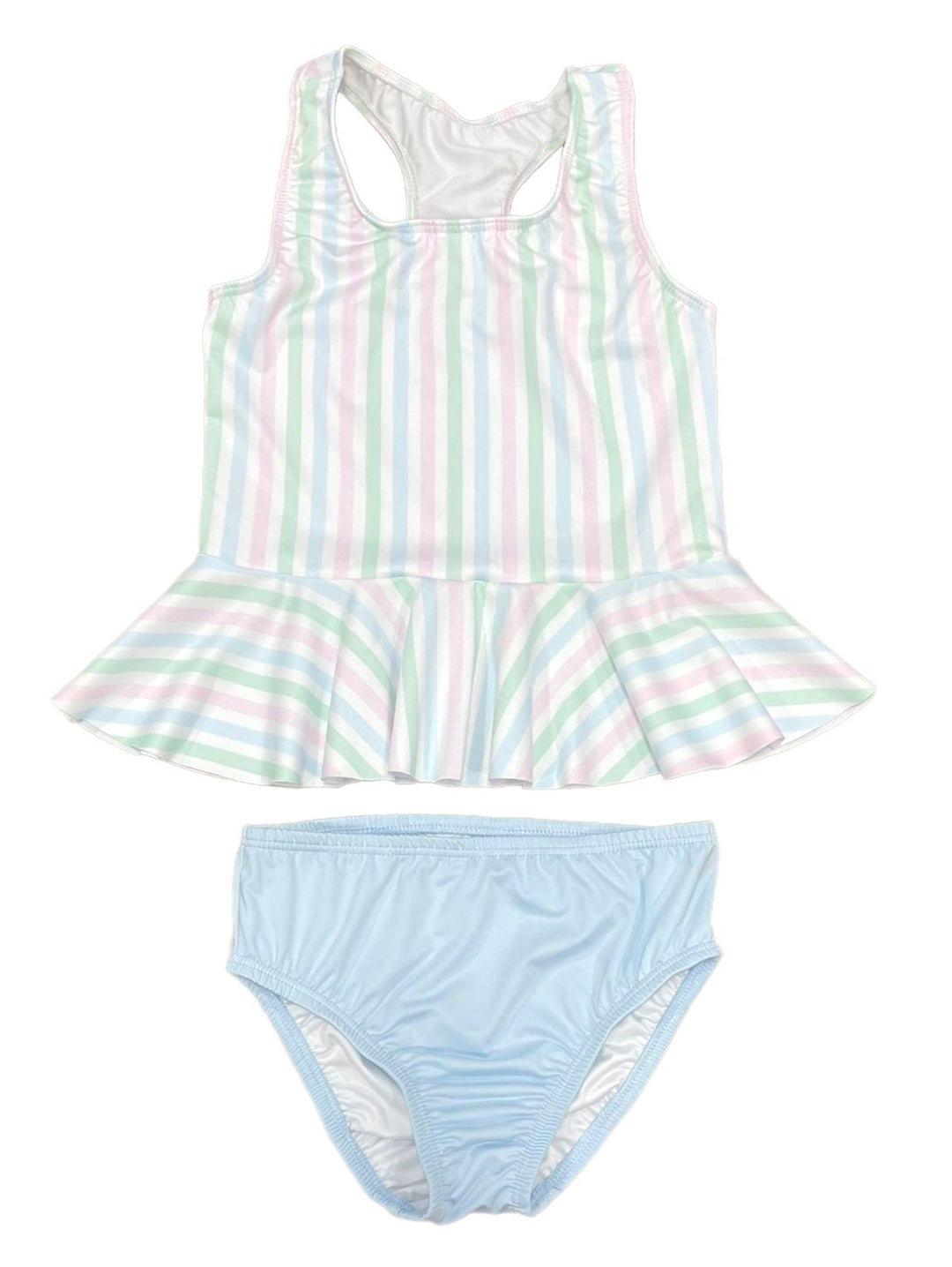 Collette Peplum Swim Pastel Stripe