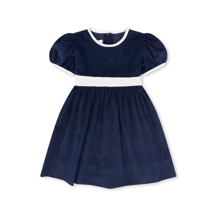 Blissful Band Dress-Navy Cord